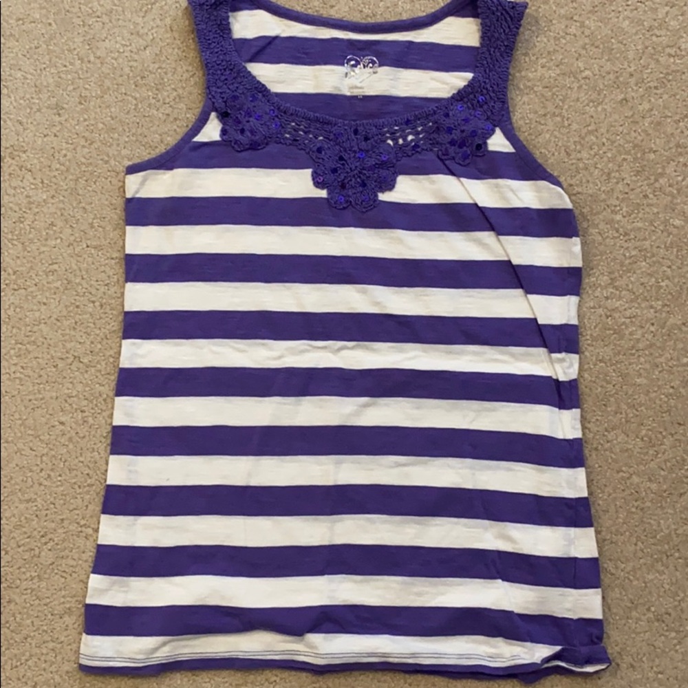 Justice Purple Striped Tank Top